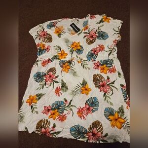 New! Ekouaer Floral Beach Dress With Cinch Waist Size XXL
